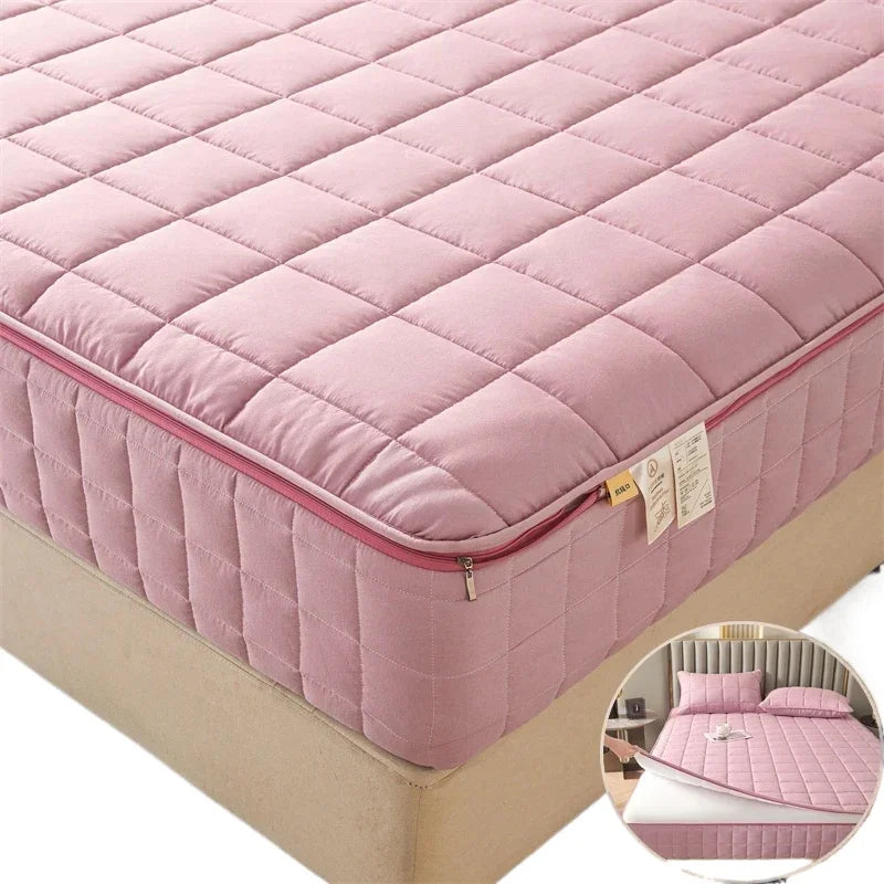 drap-housse épais avec fermeture éclair et protection anti-acariens