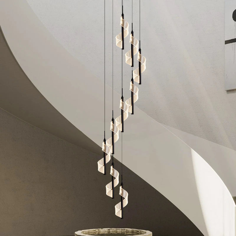 lustre led moderne en acrylique pour escaliers en colimaçon