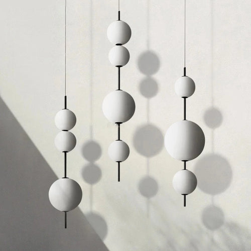 2024 LED White Glass Beads Pendant Chandelier Cafe Bar Bedroom Kitchen Round Ball Hanging Lighting Fixture Home Decor - vue 2 sur 9