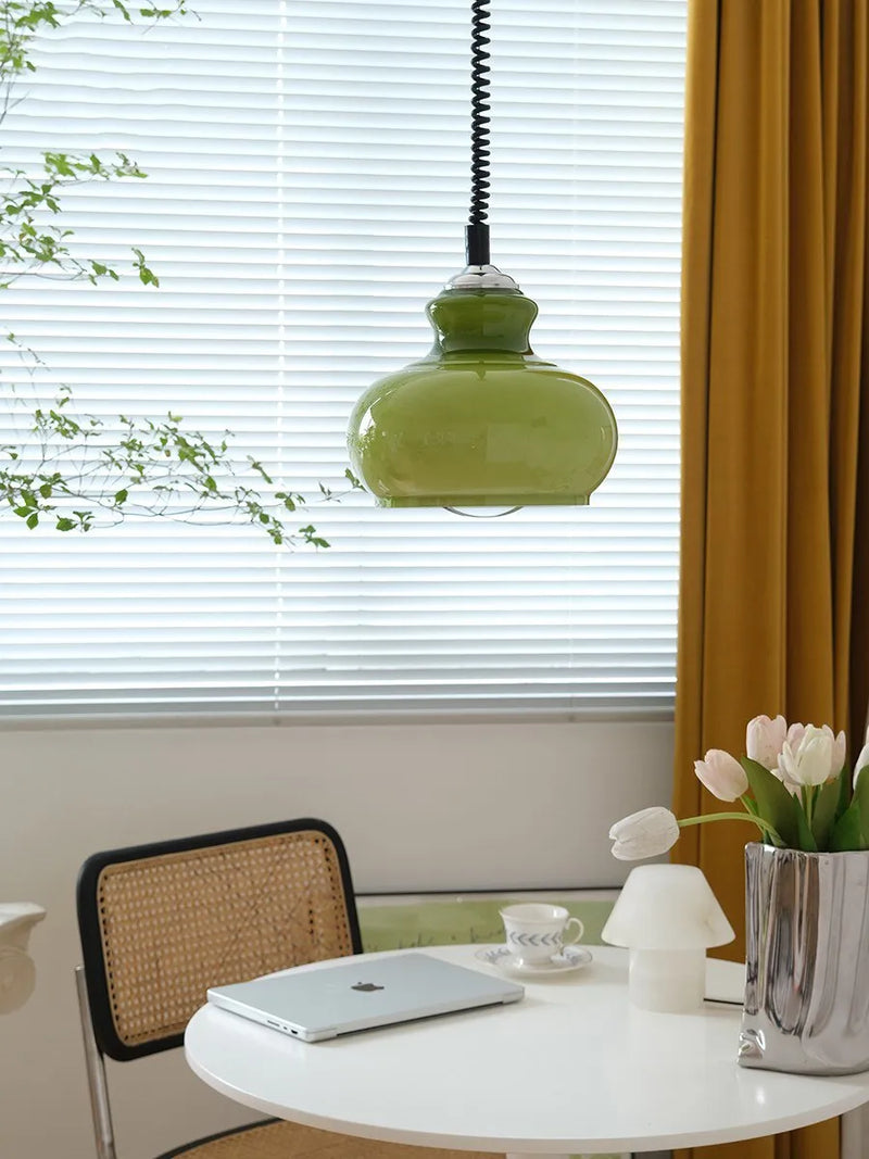 Lampe susp. verre médiéval lustre nord. français bauhaus lumière restaurant café table bar