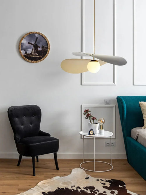 suspension moderne en métal et verre design artistique - vue 6 sur 7