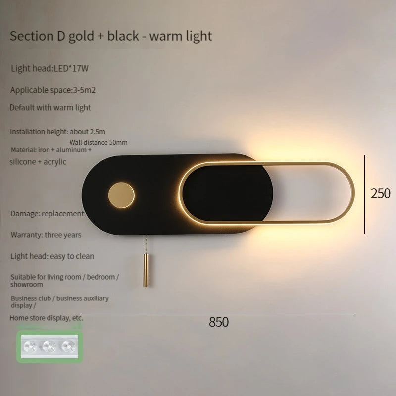 applique murale led moderne pour éclairage décoratif intérieur - vue 8 sur 12