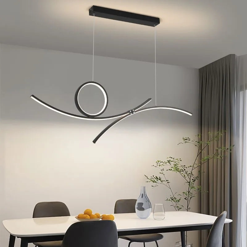 plafonnier led moderne design ondulé pour intérieur tendance 2024 - vue 6 sur 8