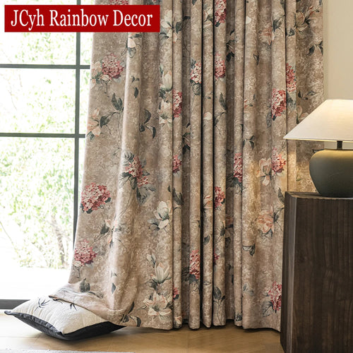 Rideau occultant floral style chinois traditionnel salon chambre - vue 4 sur 8