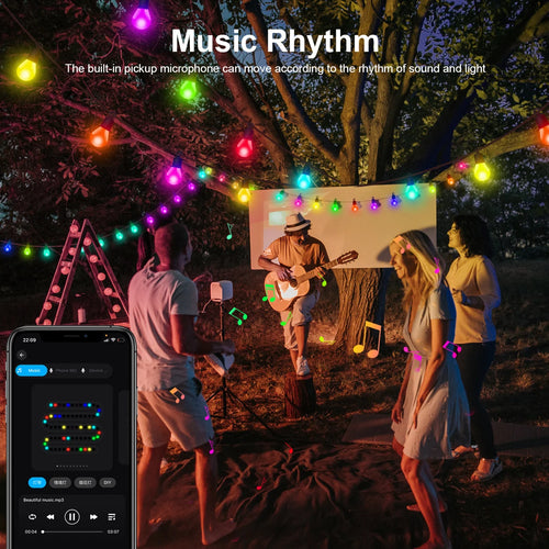 guirlande lumineuse led extérieure étanche bluetooth 25 ampoules décoratives - vue 5 sur 6