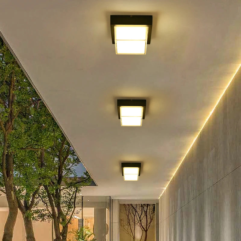 plafonnier led étanche pour balcon jardin cour carré rond