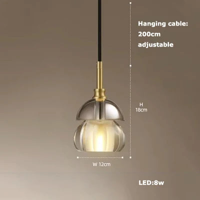 suspension en verre cristal art déco avec éclairage led - vue 16 sur 25