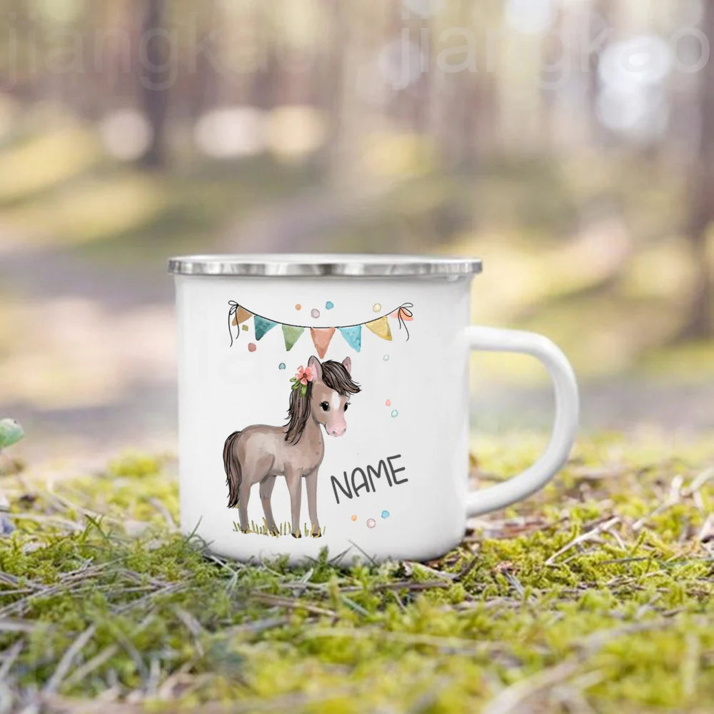 Mug enfant personnalisé animal prénom style cartoon émail - vue 5 sur 7