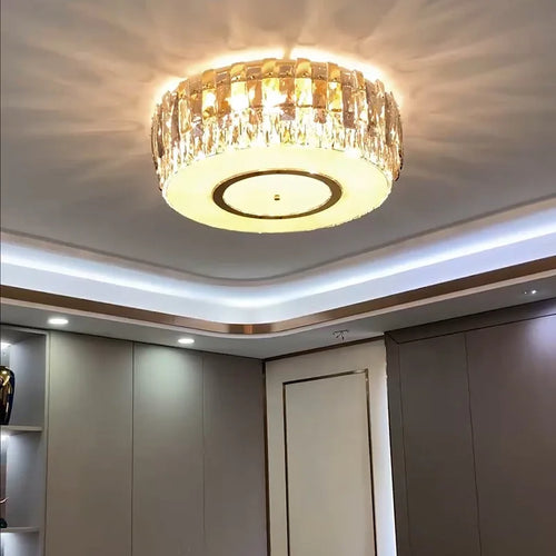 plafonnier led en verre cristal intensité réglable décoration moderne - vue 2 sur 11