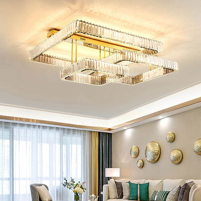 plafonnier Salon de luxe Smart Led moderne Hall brillant K9 cristal éclairage à la maison décoratifs