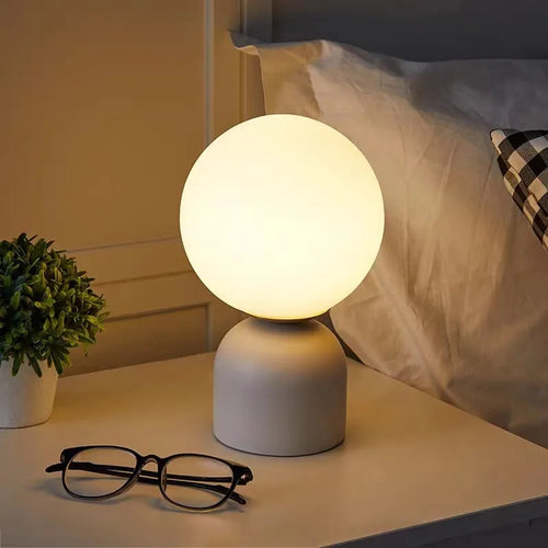 lampe de table en marbre et verre design contemporain - vue 6 sur 9