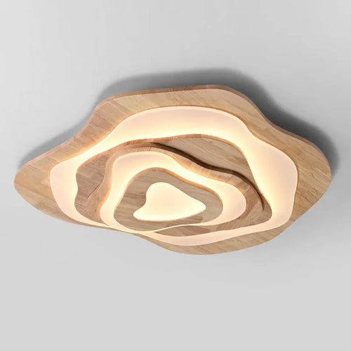 plafonnier led en bois nordique avec télécommande design moderne décoratif