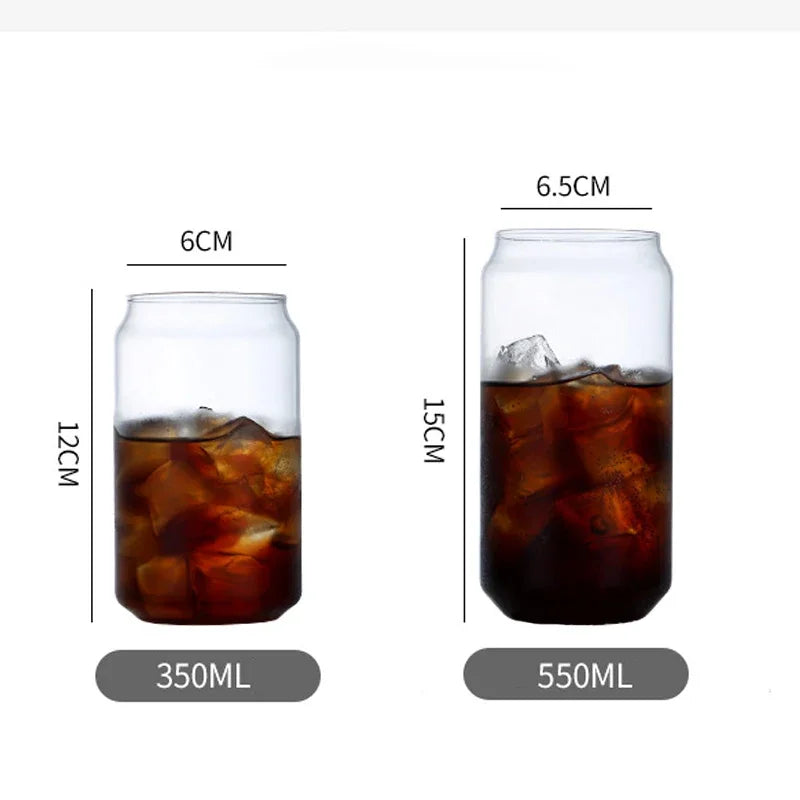 Tasse verre borosilicate forme canette couvercle bambou paille - vue 7 sur 7