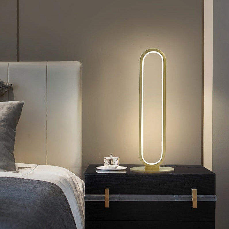 LED table lamp with metal ring, Arpa design