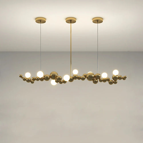 suspension design led art déco en or chromé pour intérieur élégant - vue 2 sur 16