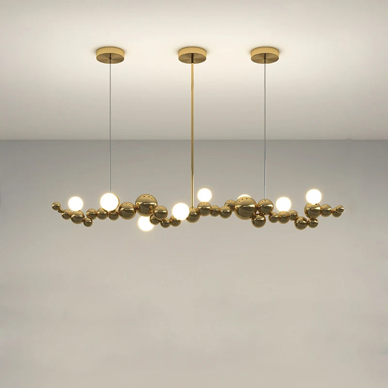 suspension design art déco en or chromé pour éclairage moderne