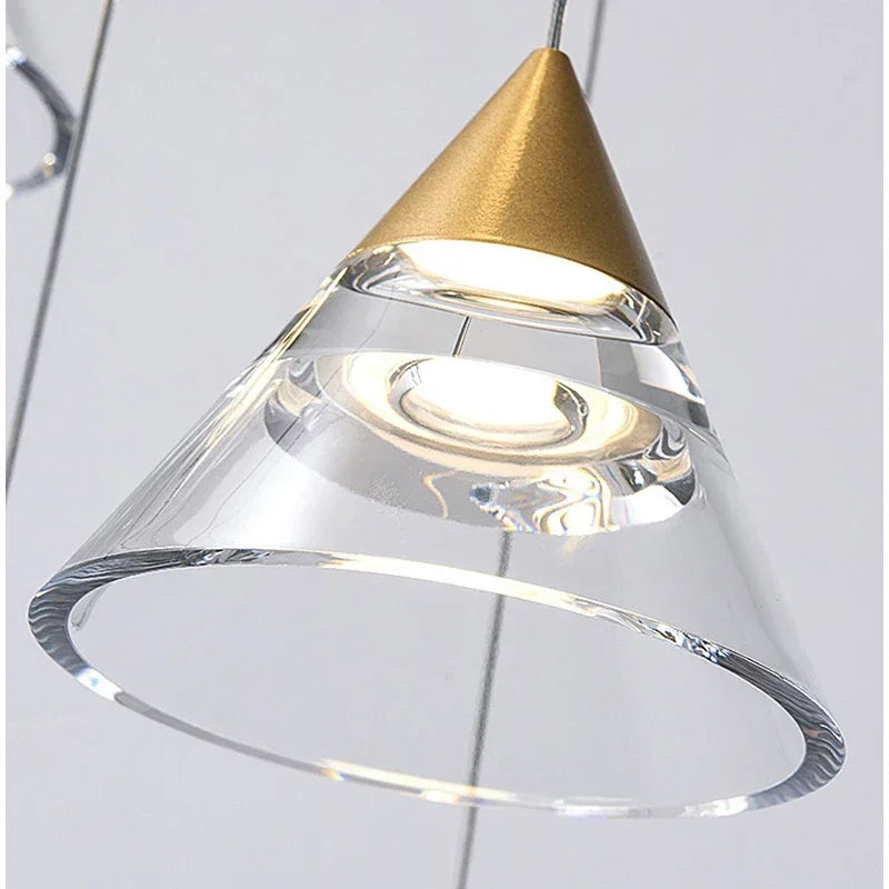 Industrial Pendant Light Fixtures Gold Finish Kitchen Ceiling Lights Crystal Shade Led Chandelier Lustre Christmas Decor Lamp - vue 4 sur 7