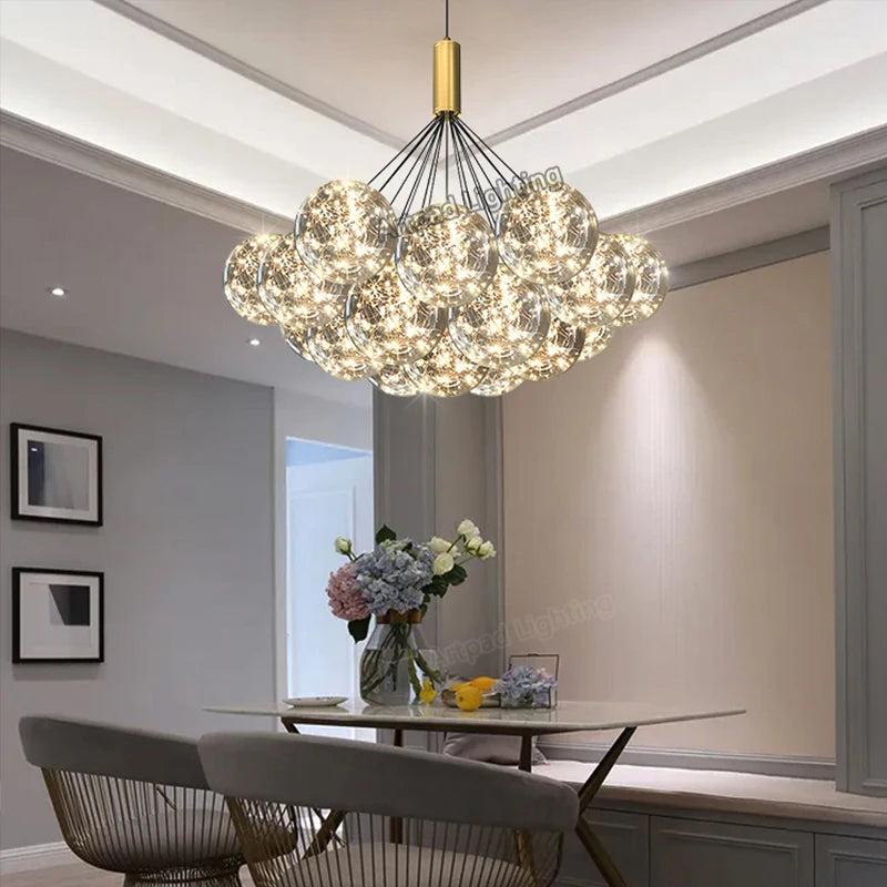 suspension LED en verre transparent design moderne réglable en hauteur - vue 4 sur 11