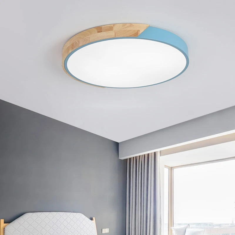 Plafonnier LED rond en bois - vue 4 sur 13