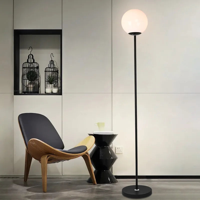 Lampadaire verre moderne blanc noir E27