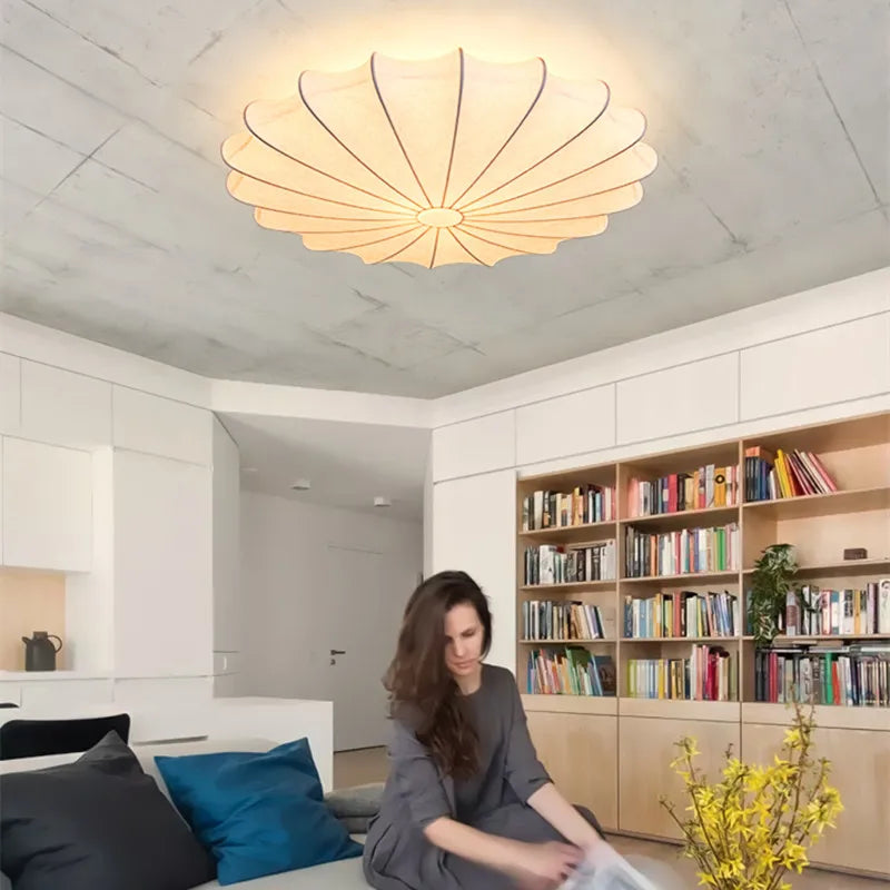 Plafonnier japonais art rond lumière soie lumière minimaliste plafonnier chambre lampe salon personnalité nelson lampe