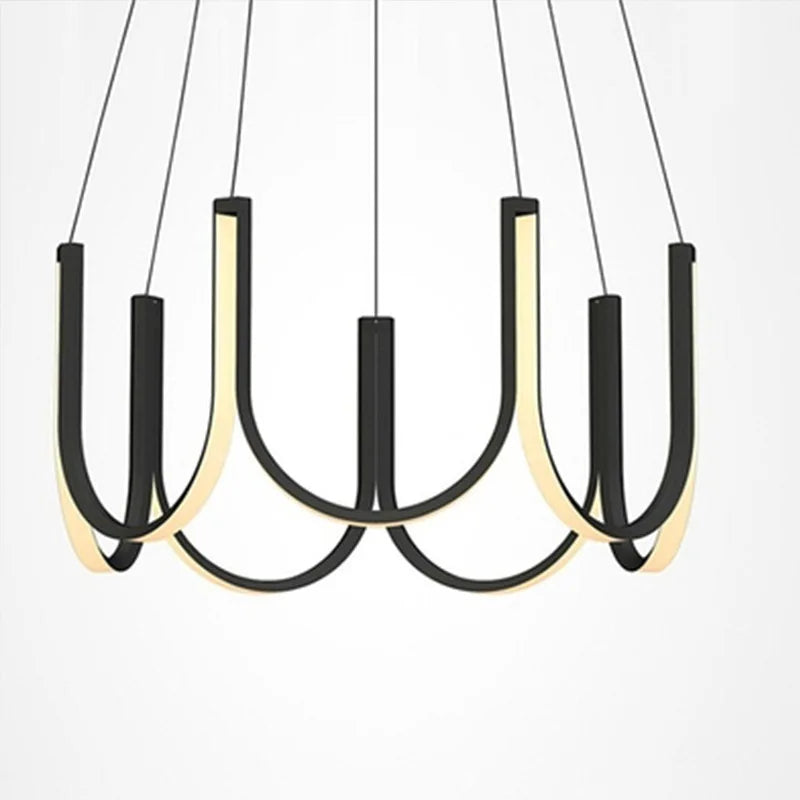 suspension lumières led en forme de u nordique créatif postmoderne - vue 5 sur 13
