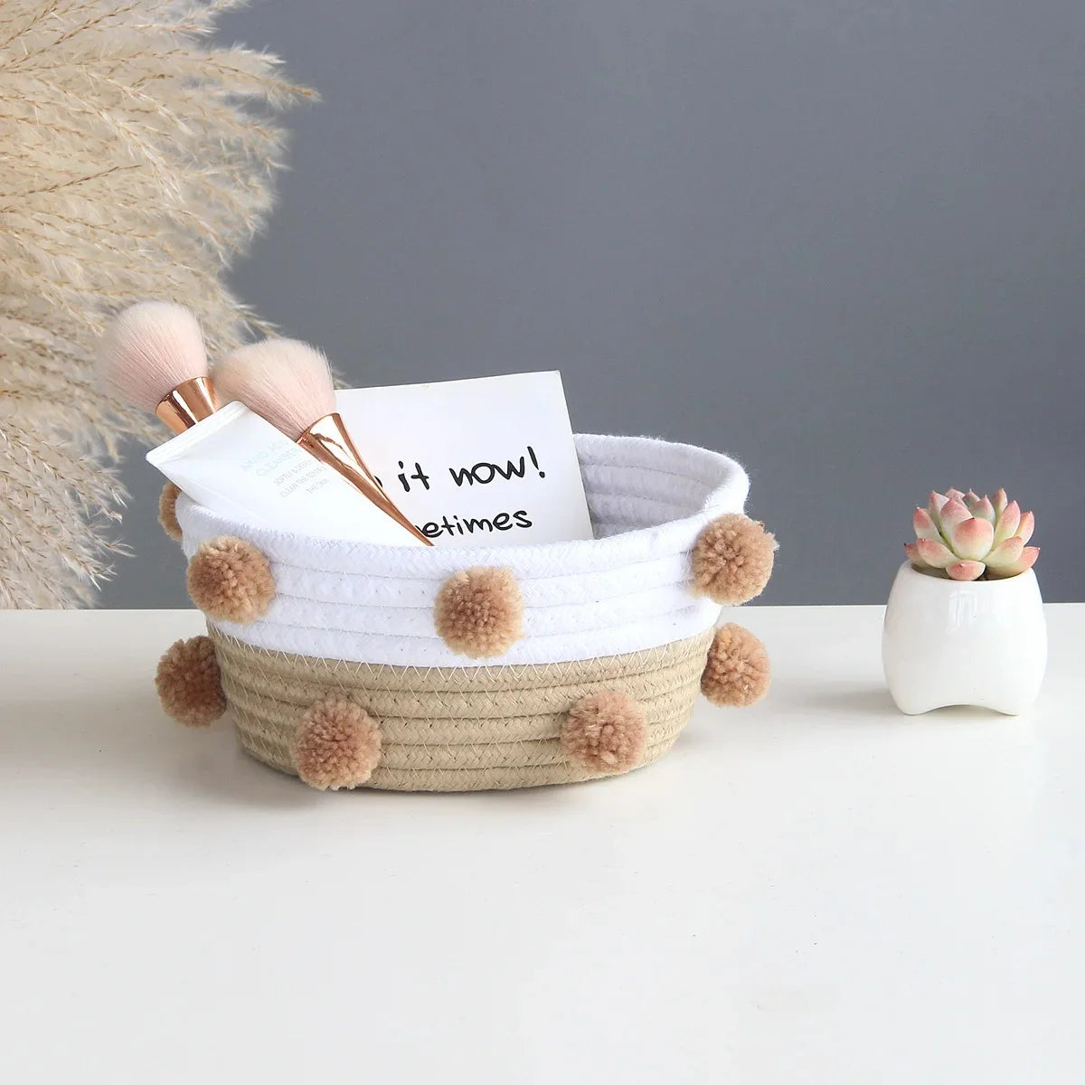paniers de rangement en corde de coton pour organisation maison - vue 5 sur 7