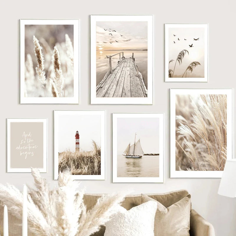 art mural bohème paysage floral moderne pour décoration intérieure