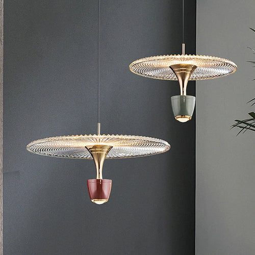 suspension led 	 acrylique rond cordon réglable - vue 2 sur 9