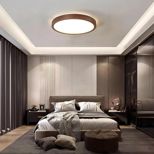 Walnut Wood Ceiling light, Wabi-sabi Simple Modern Vintage style, Bedroom lighting for Bathroom, Bedroom, dining room, Study - vue 3 sur 16