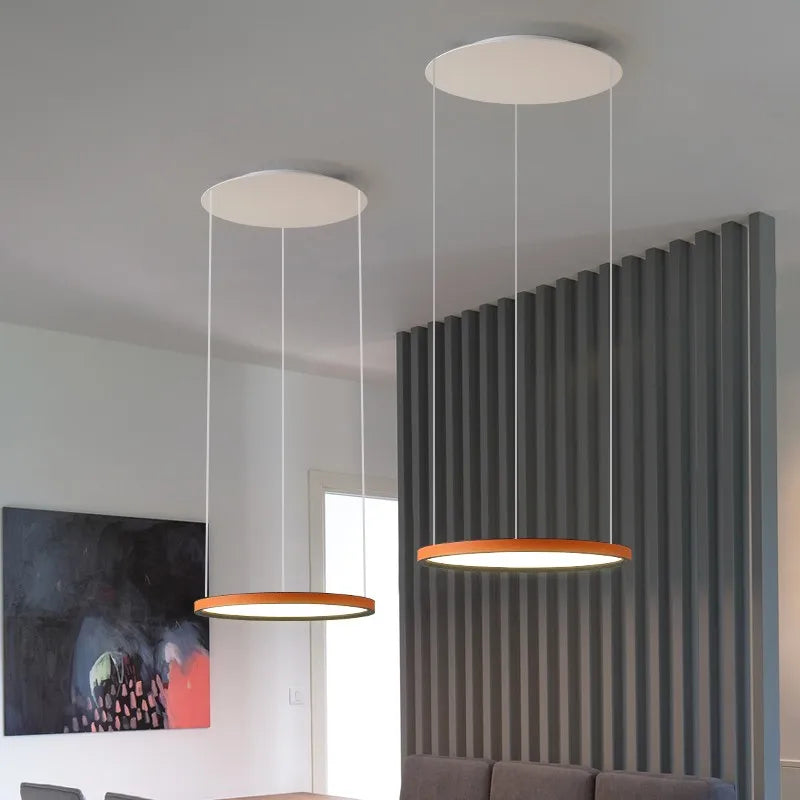 Nordic Modern Minimalist Restaurant Bar, Living Room, Bedroom, Ring Chandelier, Artistic Personality, Real Leather Chandelier - vue 5 sur 10