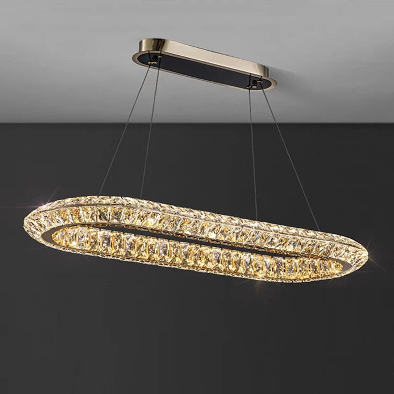 lustre en cristal doré design moderne pour intérieur élégant - vue 6 sur 11
