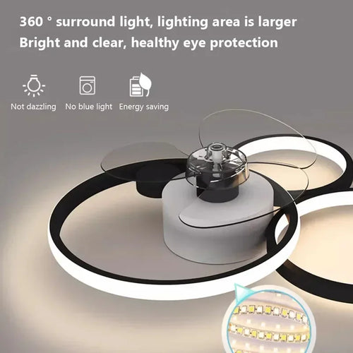 plafonnier led avec ventilateur et télécommande design moderne - vue 6 sur 10