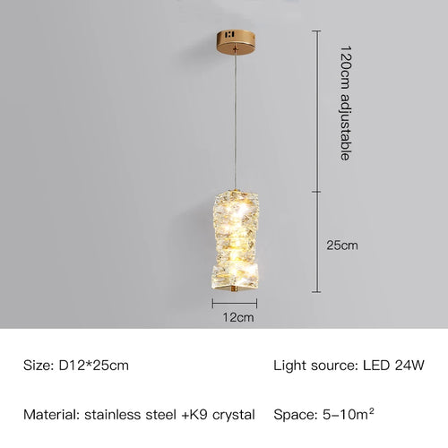 suspension nordique moderne en acier inoxydable et cristal décoratif - vue 19 sur 18