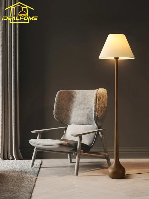 lampadaire décoratif japonais wabi sabi en bois massif zen art led - vue 5 sur 9