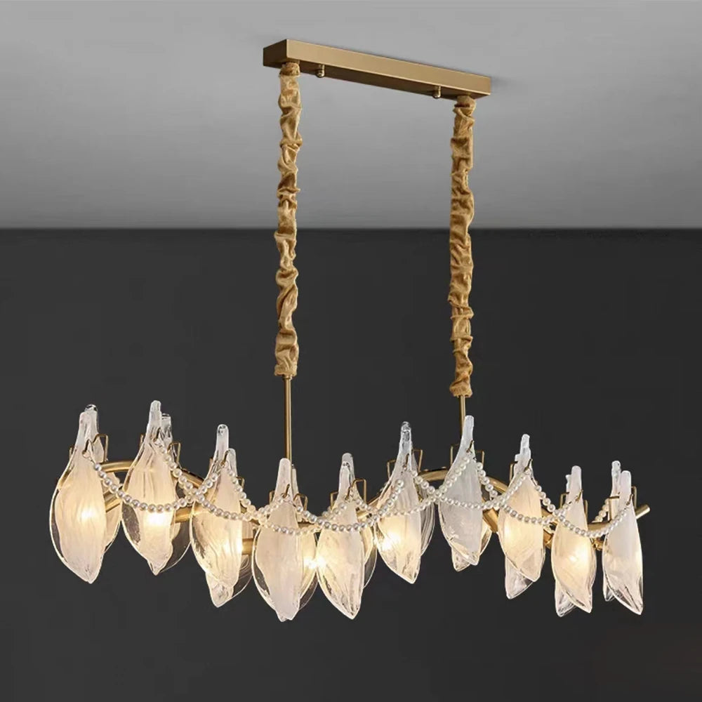 lustre créatif en verre dépoli avec perles suspendu moderne - vue 4 sur 10