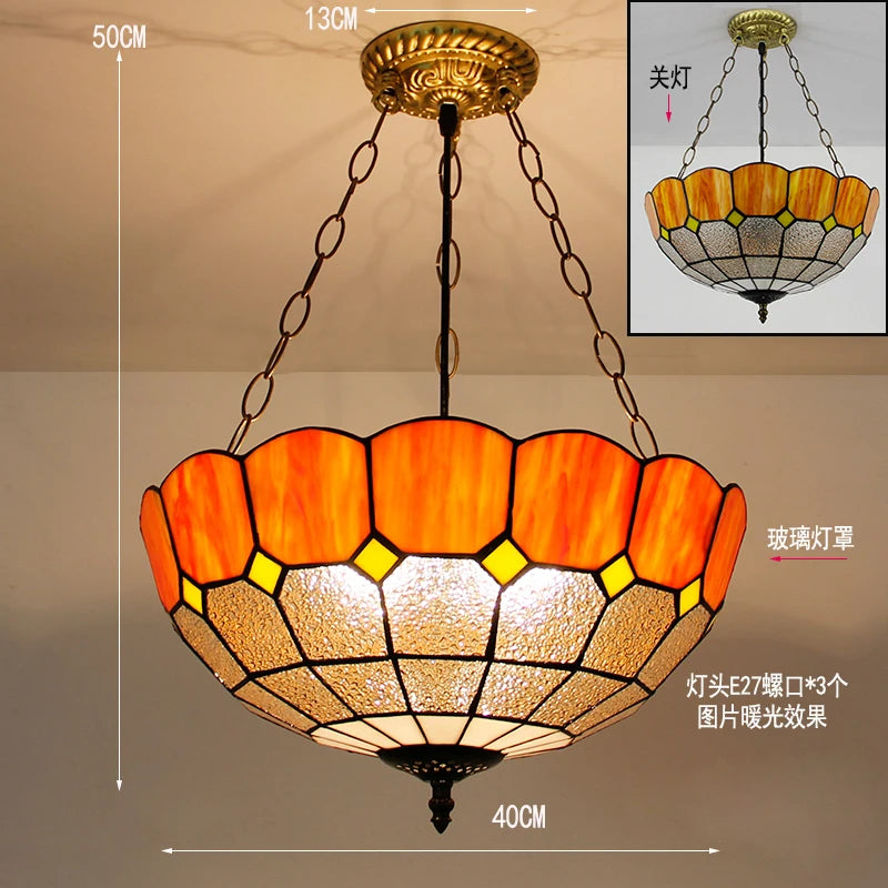 suspension en verre teinté style tiffany pour décoration intérieure - vue 20 sur 26