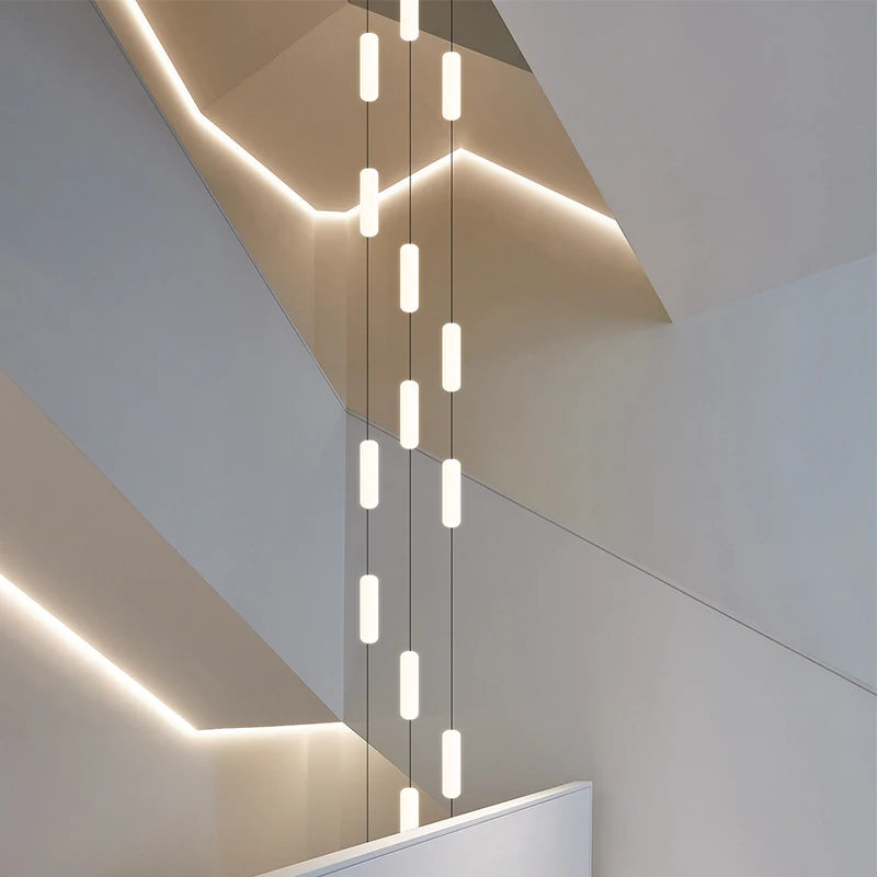 lustre led nordique pour escalier duplex penthouse villa - vue 7 sur 21