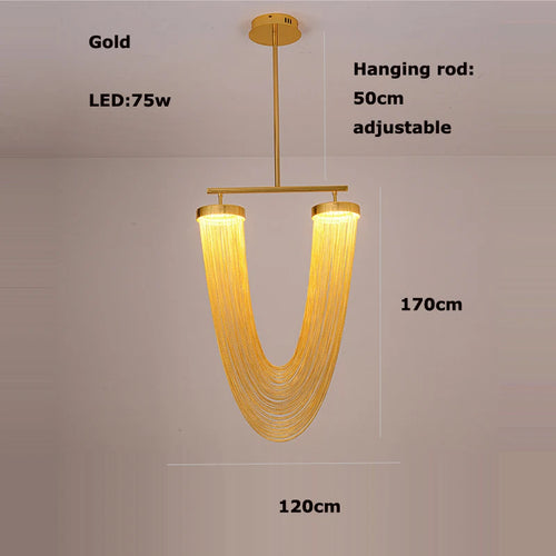 lustre art déco led dimmable en aluminium doré design moderne élégance