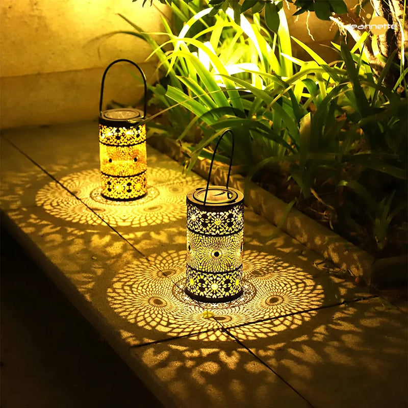 Lampe solaire rétro lanterne creuse lumière Art extérieur décoratif lumière de jardin solaire lumière LED solaire pour cour paysage jardin