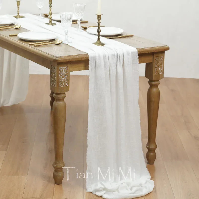 Chemin de table coton gaze style vintage mariage - vue 10 sur 29