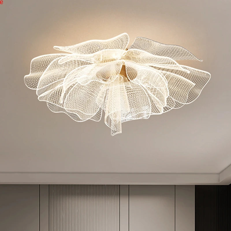 Fleur LED Plafonnier pour Chambre Salon Plafond Créatif Or Lustre Foyer Allée Balcon Décor À La Maison Luminaire