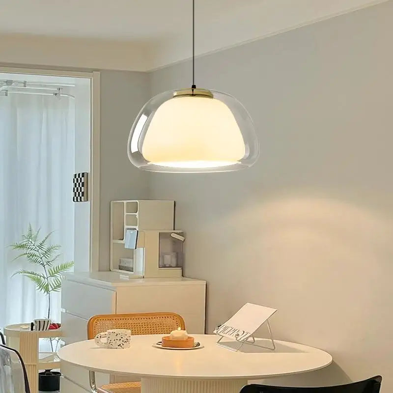 Nordique LED verre suspension minimaliste crème gelées 1/2/3 têtes lampes pour Restaurant salon Bar étude décoration de la maison