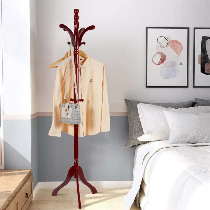 porte-manteaux en bois massif trépied pour sac vêtements et accessoires