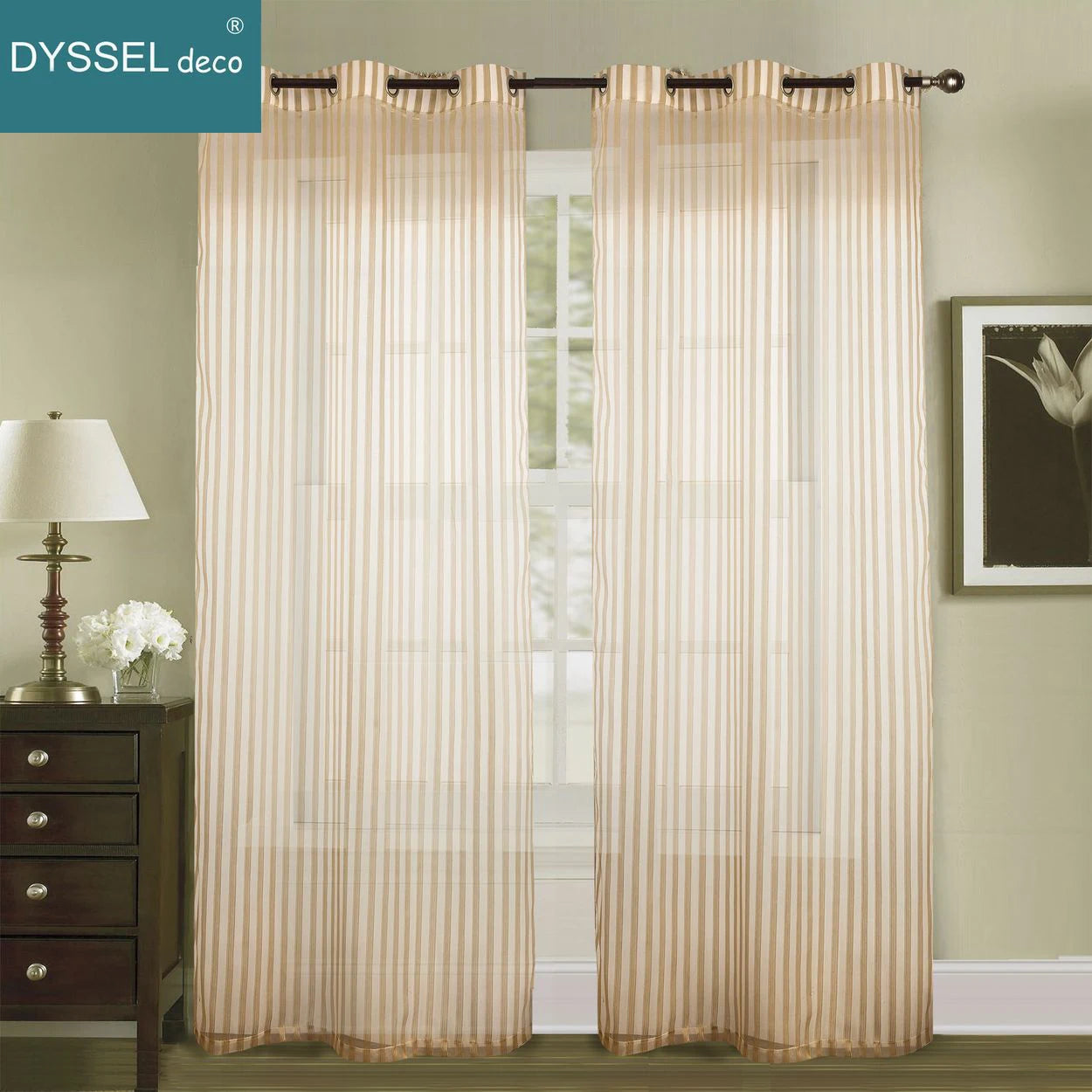Rideau moderne a rayures translucide pour salon chambre - vue 5 sur 7