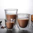 Lot 2 tasses verre double paroi isolant café