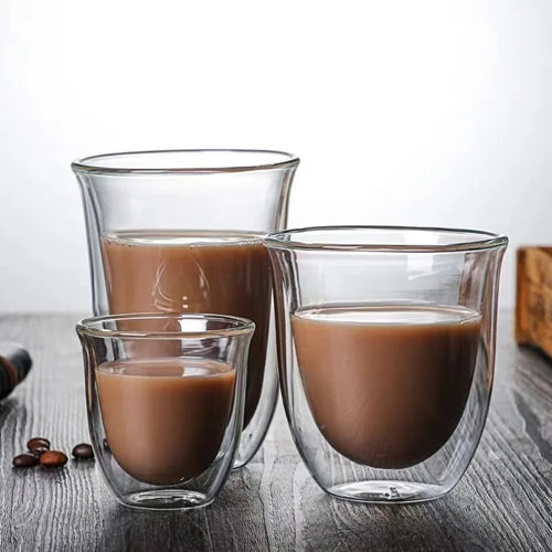 Lot 2 tasses verre double paroi isolant café
