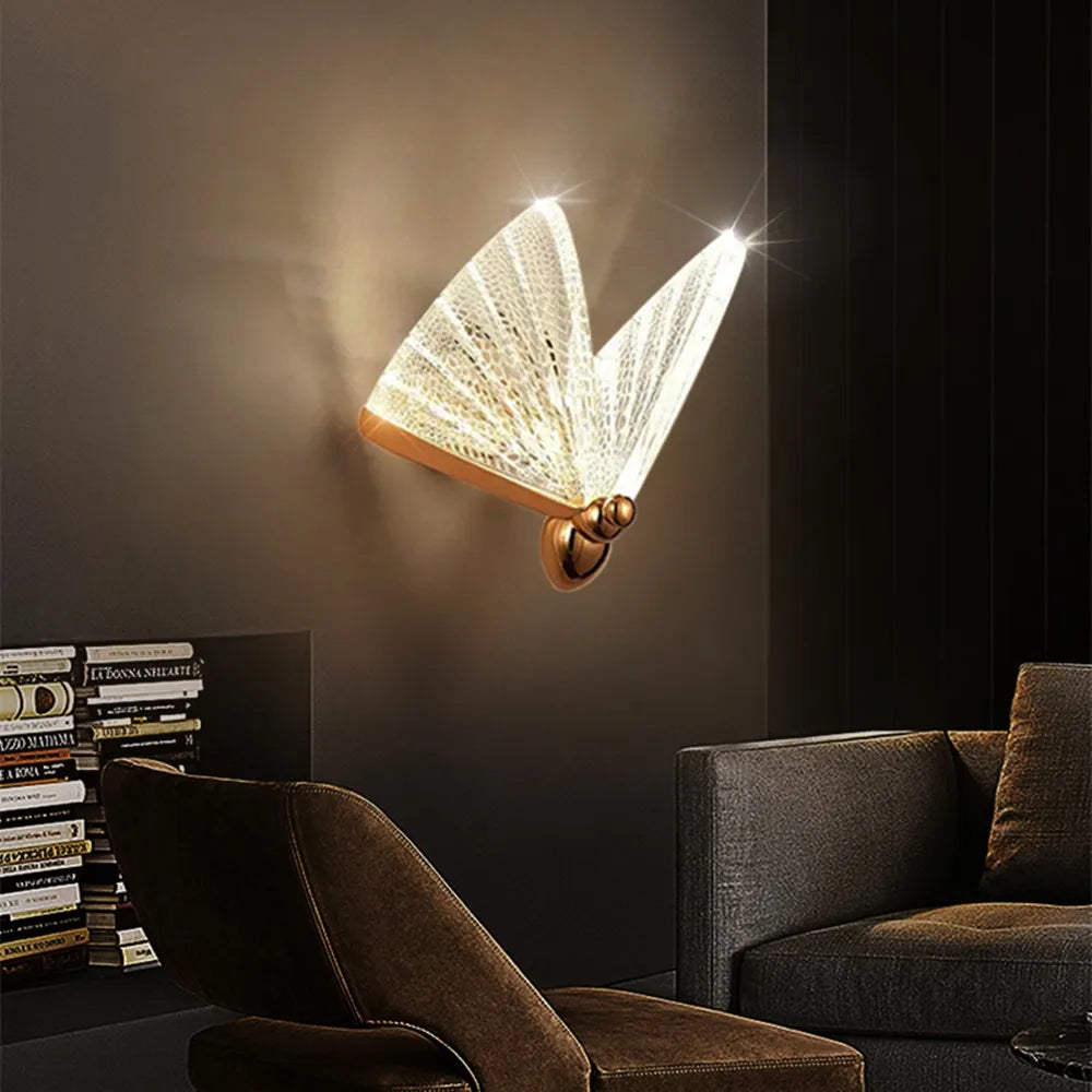 applique murale led en acrylique forme papillon décoration nordique