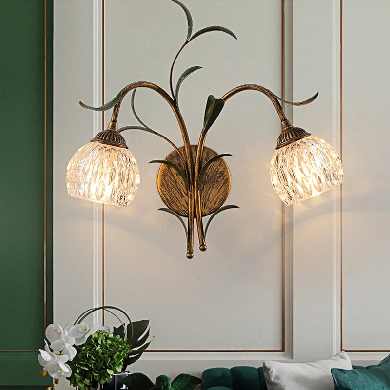 applique murale style américain rétro bronze cristal romantique pastorale - vue 3 sur 8
