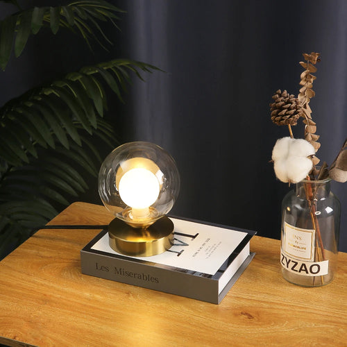 LED lampe de lecture lampes de Table boule de verre doré de bureau - vue 3 sur 9